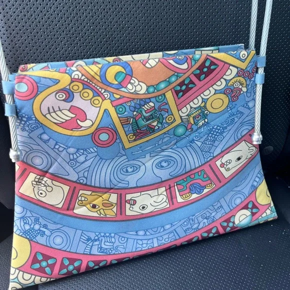 Pineda Covalin Colorful Silk Geometric Pattern Shoulder Bag - Picture 1 of 6